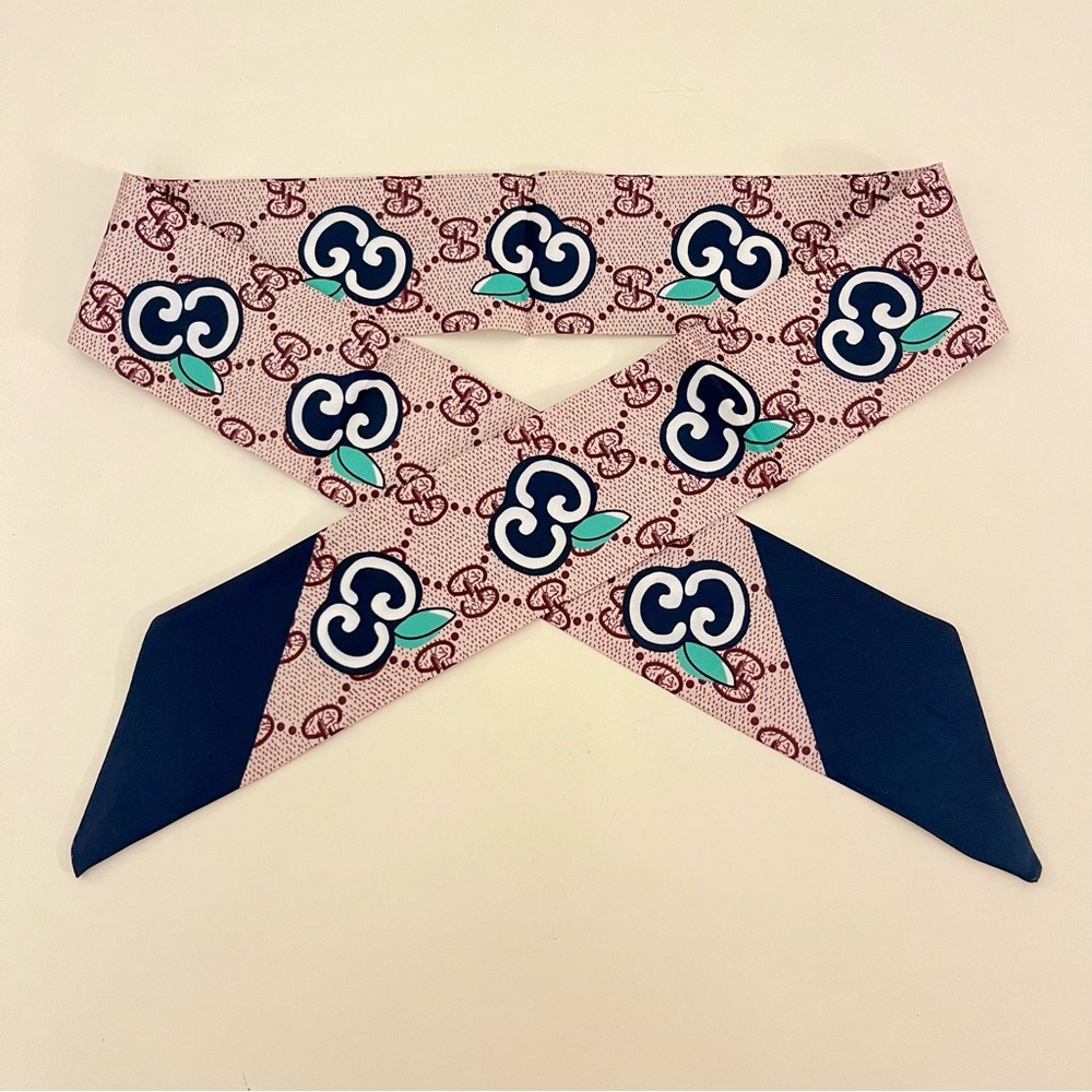 Silk Monogram Narrow Scarf Twilly | New Without Tags